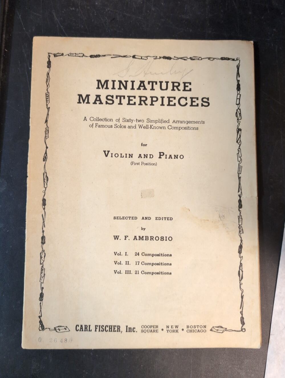 Vintage Miniature Masterpieces Violin Piano Sheet Music Carl Fischer Ambrosio 42